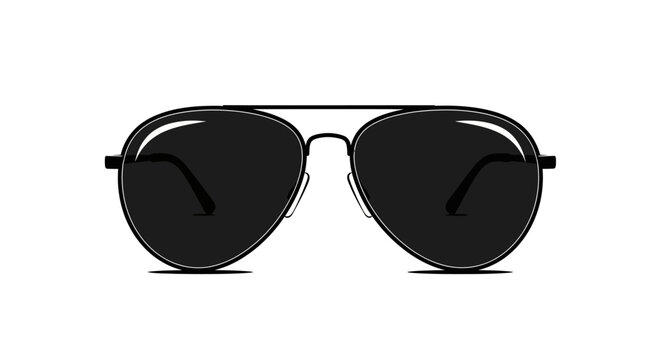 Classic black aviator sunglasses vector illustration on white background