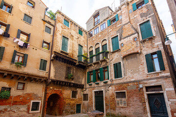 Fototapeta premium Streets and medieval architecture of Venice, Italy