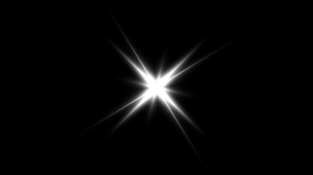 4k twinkle sparkling stars shine animation, white flat vector doodle glitter effect, shimmering light flash explosion, glowing trails motion on transparent alpha black background, loop video