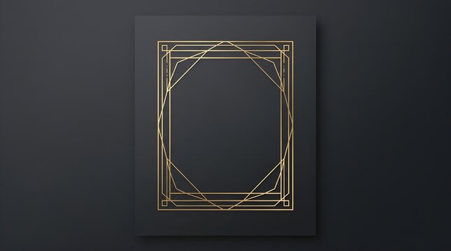 Premium Vertical Art Deco Gold Frame on Dark Gray Background Luxury Geometric Border Design for Menu Covers Event Posters and High End Branding Identity