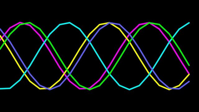 Colorful Light Waves on Black Background for Technology and Science Themes