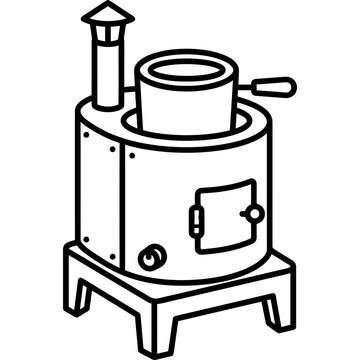 Minimalistic type metal melting crucible furnace outline icon