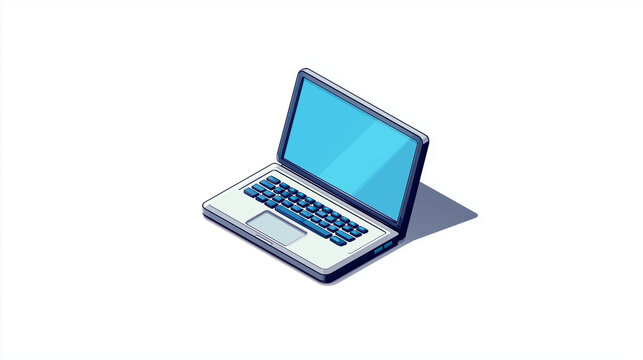 Isometric pixel art illustration of a modern laptop computer