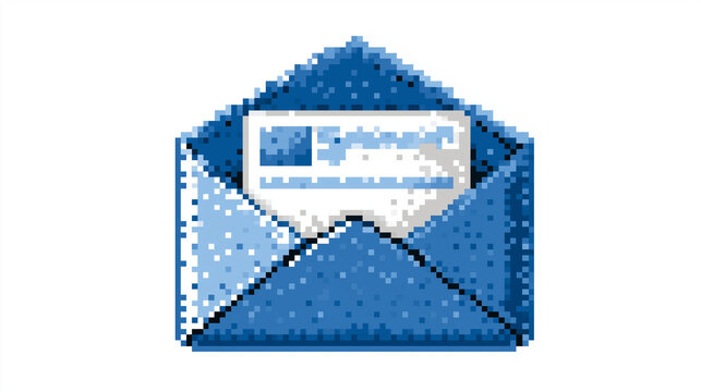 Email envelope pixel art icon for communication and mail