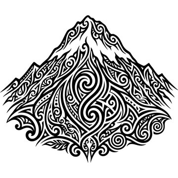 Minimalistic mountain peak tribal tattoo style vector