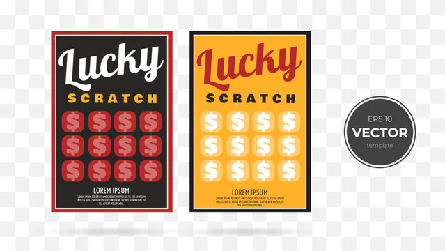 scratch off lottery card creative modern ticket. Vector color design template