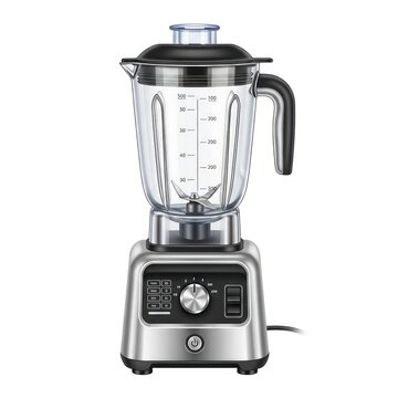 High Power Kitchen Blender with Glass Jar and Stainless Steel Base for Smoothies and Purees.