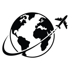 Travel vector featuring airplane traveling around the world with Earth planet icon and air travel concept ideal for tourism posters adventure designs and global themes © Nass Studio