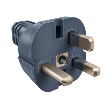Compact travel plug adapter with grounding and universal compatibility for international outlets.