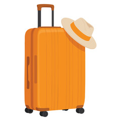 Vector illustration of rolling travel suitcase with hat ideal for holiday tourism airport journey and travel adventure themes © Nass Studio