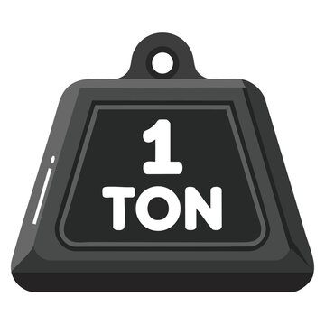 Vector illustration one ton weight isolated suitable for heavy load measurement industrial symbol logistics concept and construction design