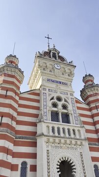 Portrait view of the Villa Alg&eacute;rienne church in Cap Ferret on Arcachon Bay, highlighting iconic seaside architecture in a major French Atlantic tourism destination often compared to Saint Tropez.