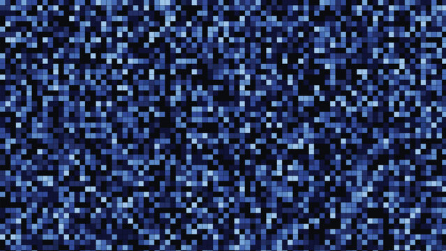 Digital pixel noise background in navy blue and black colors, abstract glitch art texture with square mosaic pattern, tech aesthetic data visualization vector for website headers
