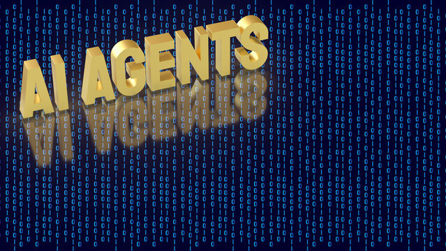 AI Agents Concept With Binary Data Digital Technology Background 3d render.