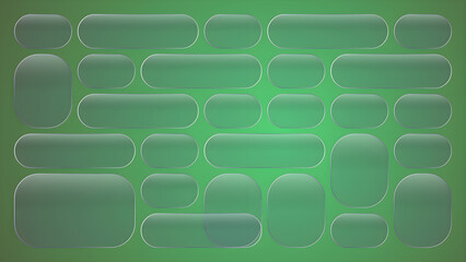 Obraz premium Collection of various green rounded rectangle shapes on a green background for design elements