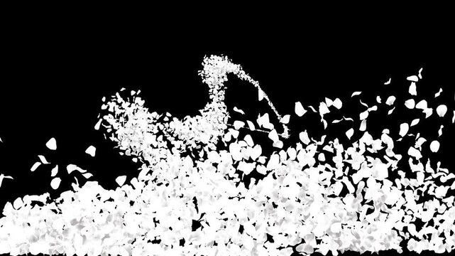 Red petals flower explosion transition on green screen with luma matte