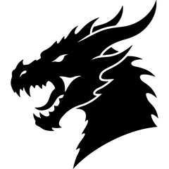 Obraz premium Solid black silhouette of dragon