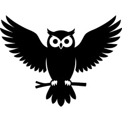 Obraz premium Solid black silhouette of owl