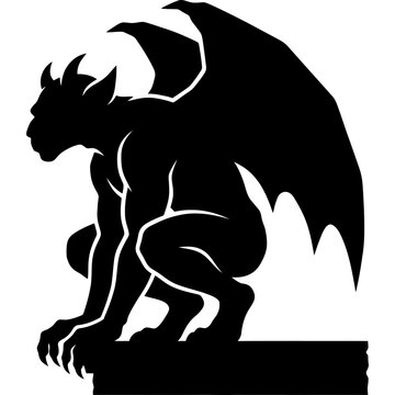 Solid black silhouette of gargoyle