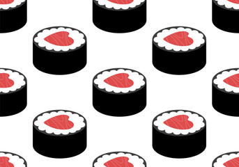 Japanese Sushi Seamless Pattern. Seamless food patterns with sushi © Katsiaryna Hatsak