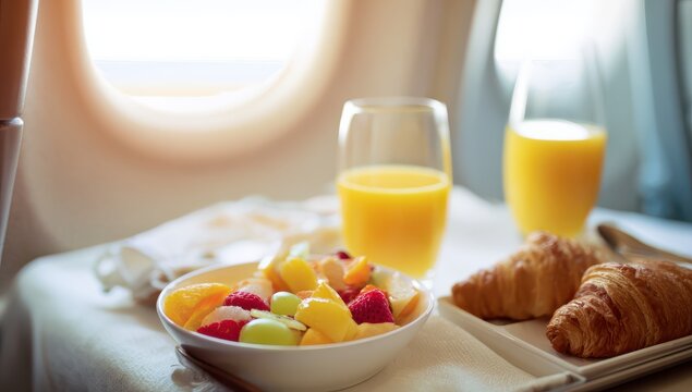breakfast on an airplane
