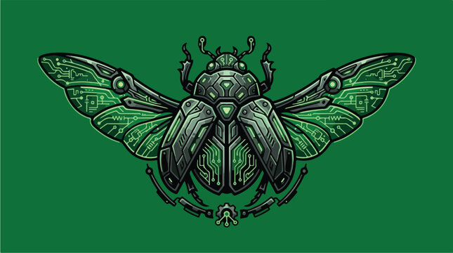 Green Cicada Insect Illustration.