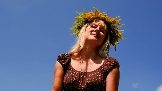 A woman is allergic to ragweed. Selective focus.