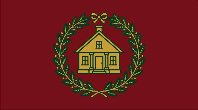 House in Laurel Wreath Emblem 1.