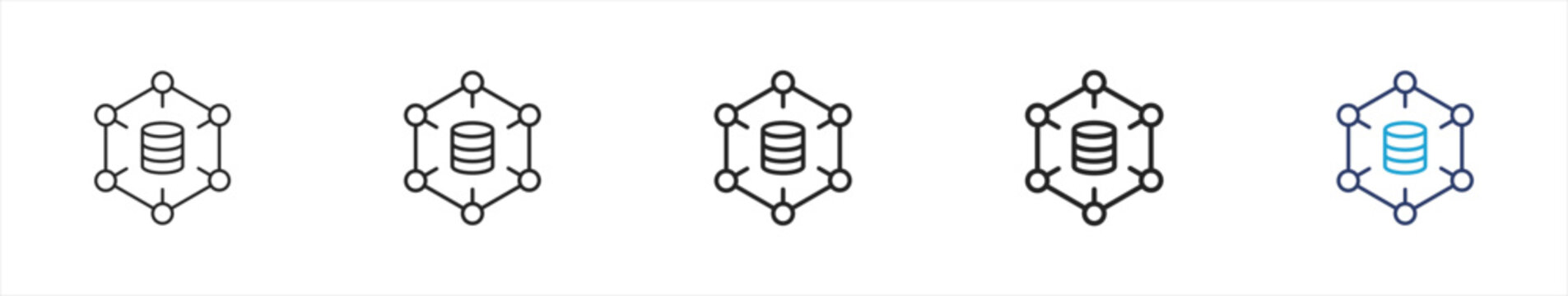 Data model icon set illustration multiple style collection