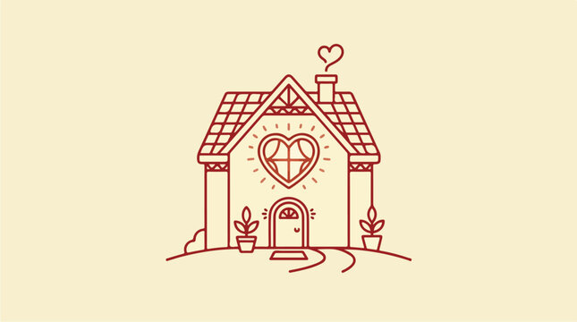 House with heart shaped decoration.