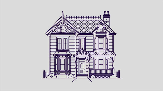 Large Victorian Style House Drawing 1.