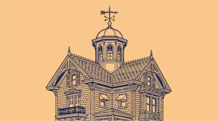 Wooden House With Weather Vane. © alisya