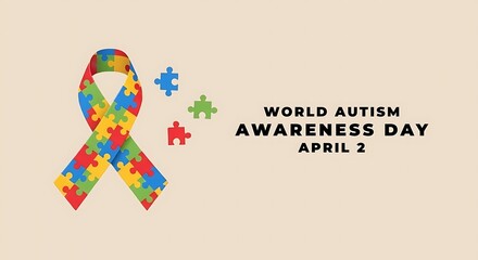 Fototapeta premium World Autism Awareness Day April 2 Puzzle Ribbon Graphic.