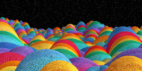 Naklejka premium Vibrant Horizons: A Surreal Rainbow Landscape, ai generated. 