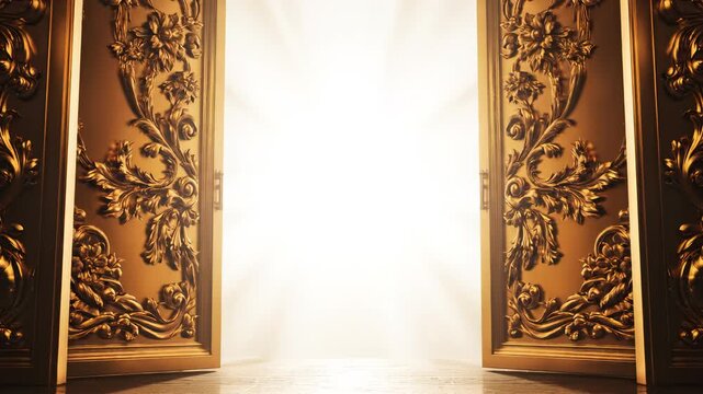 Ornate golden doors with intricate floral designs