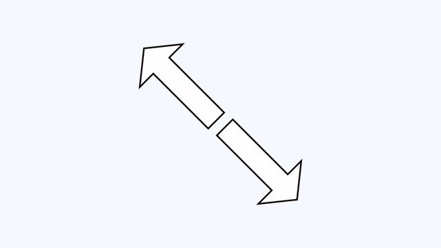 Two white arrows with black outlines, pointing in opposite diagonal directions. Great for illustrating choices, decisions, or contrasting concepts in designs.