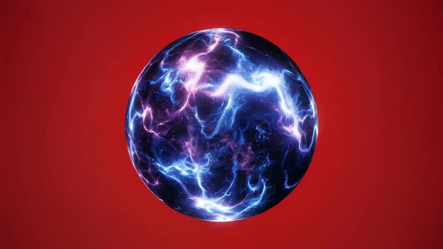 Electricity glowing neon purple orb.