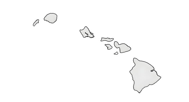 Outline Map of the Hawaiian Islands.