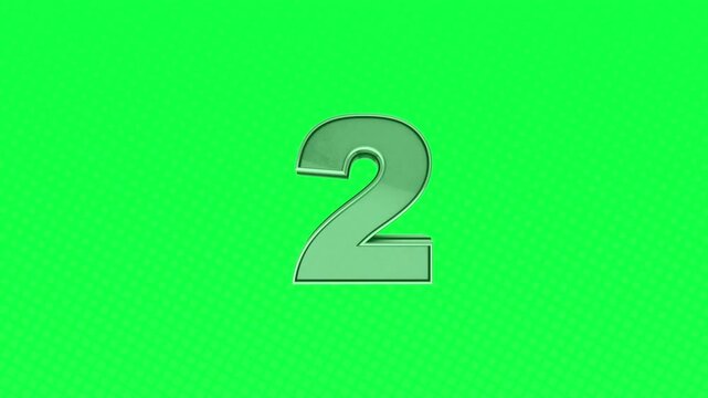 3D Metallic Countdown 5 to 1 with GO! Text on Green Screen