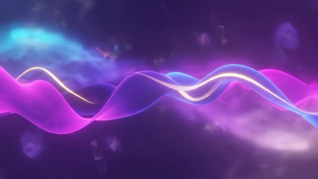 Abstract Vibrant Light Waves and Energy Flow in Neon Colors
