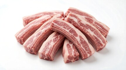 Obraz premium Fresh Raw Pork Ribs Isolated on White Background – Meat and Butchery Concept.