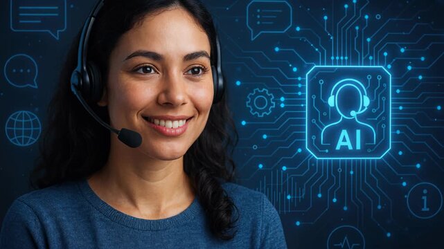 The Art of Support: A support representative with a headset, embodying empathy and providing customer care in a modern digital environment.