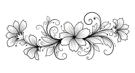 Black and white floral line art. © Restu