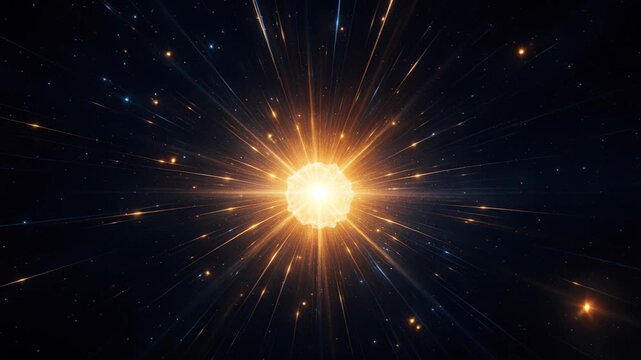 Cosmic Burst: The radiant heart of the cosmos explodes with light, sending vibrant rays of energy across the expanse of space, igniting wonder and exploration.