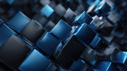 Fototapeta premium Metallic cubes stacked in reflective geometric field