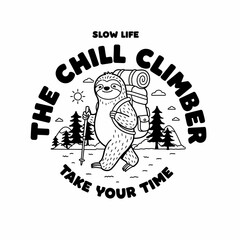 Fototapeta premium Sloth Wearing Climbing Gear Outdoors.