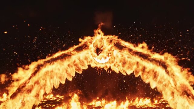 Fire bird in flames