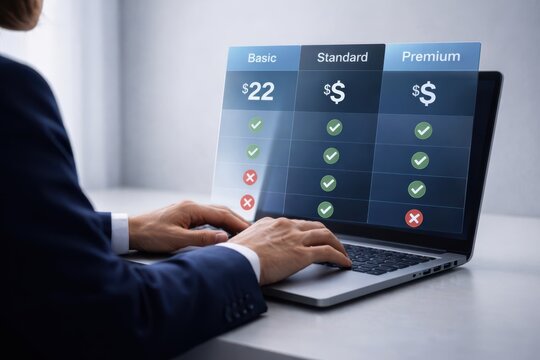 Subscription Plan Comparison Table Showing Basic Standard and Premium Pricing Options