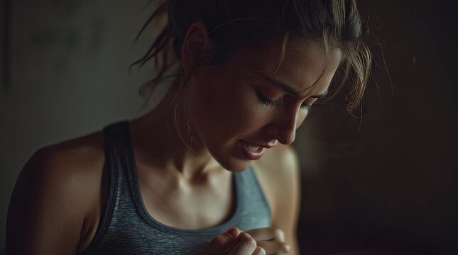 Exhausted Woman Catching Breath After Intense Workout