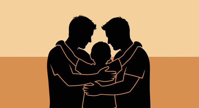 Family Silhouette Embrace Love Together.